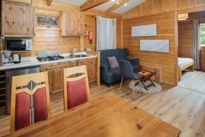 Kuchyňa alebo kuchynka v ubytovaní Camping Dreiländereck Blockhütten & Apartments