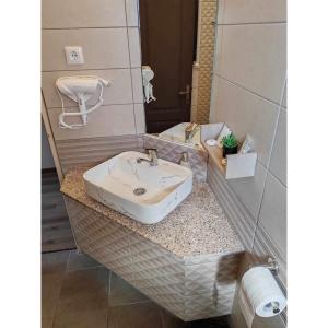 a bathroom with a sink and a mirror at Vila Maya in Băile Tuşnad