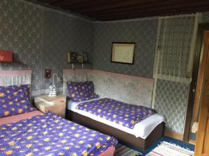Postel nebo postele na pokoji v ubytování Skromné letní retro ubytování pro dospělé