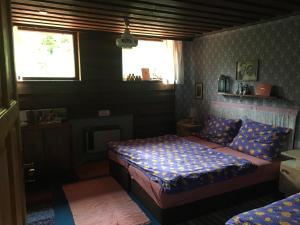 Postel nebo postele na pokoji v ubytování Skromné letní retro ubytování pro dospělé