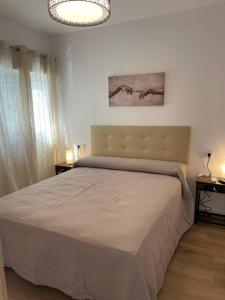 a bedroom with a large bed in a room at Apartamentos ANDASOL in Chipiona