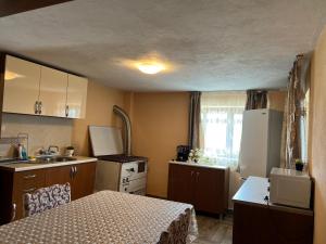 a small kitchen with a bed and a sink at Villa Garden in Kremen