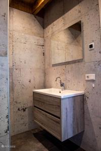 a bathroom with a sink and a mirror at Erve Schuurboer in Tilligte +27 photos