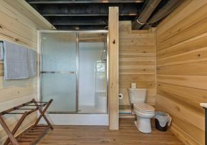 a bathroom with a shower and a toilet at Reflection Bay in Winchester +36 photos