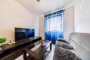 TV a/nebo společenská místnost v ubytování Cozy New Town Apartment- City Centre Rzeszow by StayNest