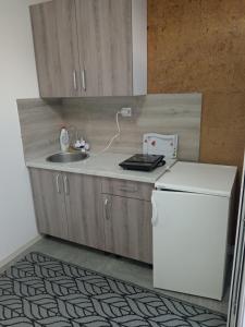 una piccola cucina con lavello e frigorifero di City Central a Paraćin