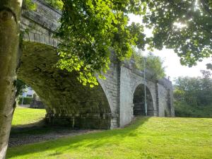 an old brick bridge with a tree in a field at Foundry Street Apartment 2 - Dunfermline city centre in Dunfermline +19 photos