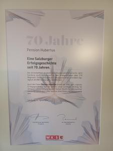 Certifikát, hodnocení, plakát nebo jiný dokument vystavený v ubytování Hotel Pension Hubertus