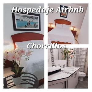 a collage of three pictures of a hotel room at HOSPEDAJE TURISTICO CHORRILLOS Sueños de Luna INN in Lima