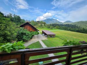 a house in a field with a fence at ZenHouseApartment in Ljubno
