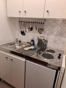 a kitchen with a sink and a counter top at Joli Studio proche funiculaire in Bourg-Saint-Maurice +10 photos