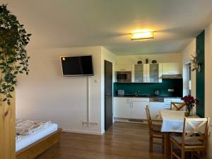 Kuchyň nebo kuchyňský kout v ubytování Appartement Alpblick