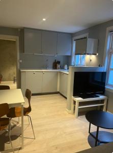 Η κουζίνα ή μικρή κουζίνα στο Unik og koselig leilighet midt i sentrum av Trondheim