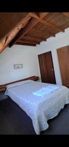a bedroom with a bed with a comforter on it at Alojamiento Turístico Barrio Belgrano in San Carlos de Bariloche