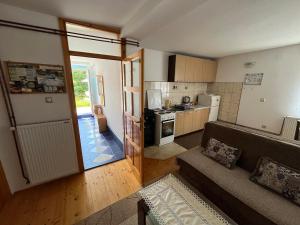 un salon avec un canapé et une cuisine dans l'établissement Apartment Phillip, à Žabljak