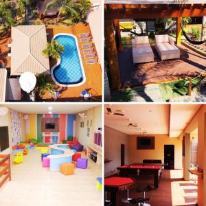 a collage of pictures of a house with a pool at Pousada Kaluanã in Olímpia