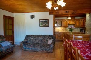 a living room with a couch and a table at la margeride in Le Malzieu Forain