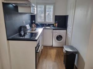 ル・アーヴルにあるweek-end Au Havreのシンクと洗濯機付きのキッチン