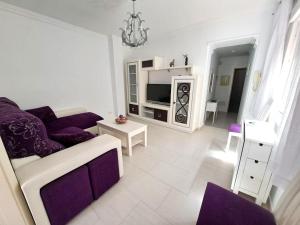 a living room with a couch and a tv at Apartamento Lola2 in Nerja