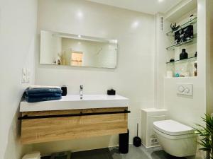 a bathroom with a sink and a toilet at Appartement de standing proche centre ville et gare in Mulhouse