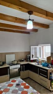 a kitchen with a sink and a counter top at Eduard House in Bumbeşti-Jiu +10 photos