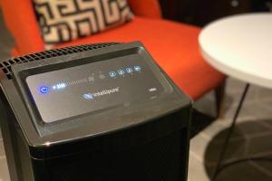 a close up of an electronic device on a table at Courtyard by Marriott Shin-Osaka Station in Osaka