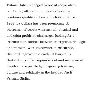 a document describing a model of the united states at Hotel Tritone in Trieste