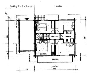 Načrt razporeditve prostorov v nastanitvi Chalet le Colinet