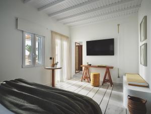 Televízia a/alebo spoločenská miestnosť v ubytovaní NUMO Mykonos Boutique Resort