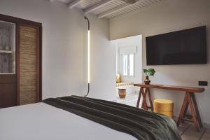 Televízia a/alebo spoločenská miestnosť v ubytovaní NUMO Mykonos Boutique Resort