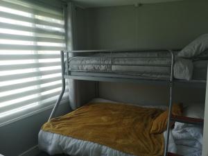 a bunk bed in a room with a window at 27 bucklands in Bideford