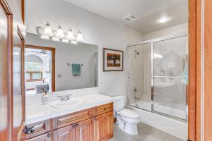 a bathroom with a sink and a toilet and a shower at Expansive Edwards Condo on Main Street with Views! in Edwards +33 photos
