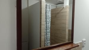 a mirror in a bathroom with a shower at Ubytování Ždírec - Apartmán 1 in Ždírec