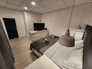 a bedroom with a bed and a television in a room at Casa centrica, cómoda y amplia in Corrientes