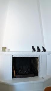 a fireplace with three cats sitting on top of it at Il nido in Marina di Massa +26 photos