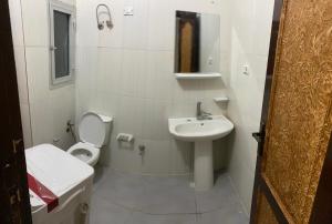 un piccolo bagno con un water e un lavandino di فندق دبى راس البر a Ras El Bar