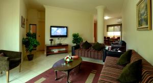 TV a/nebo společenská místnost v ubytování Byblos Comfort Hotel