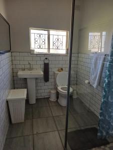 une salle de bain avec toilettes et lavabo dans l'établissement Valhalla Ranch, à Dundee 28 autres photos