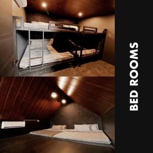 two bunk beds in a room with wood at Privé Cabin in Bacolor