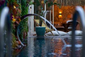 a pool with a chair and a plant in the water at Lulu Inn Cesme in Çeşme