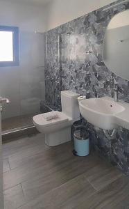 een badkamer met toilet en wastafel bij Dendrinos studio in Galissas +1 foto