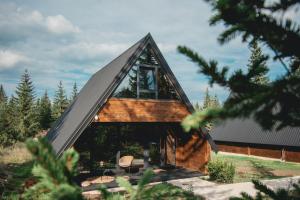 une petite maison avec un toit mansardé dans l'établissement Mountain homes Durmitor 3, à Žabljak