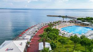 an aerial view of a resort with a swimming pool at Inheritor Resort in Lezhë