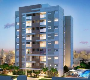 an architectural rendering of a apartment building with a pool at Allianz Parque , Perdizes in São Paulo