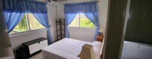 a small bedroom with a bed and two windows at Humble house in Anan-nam