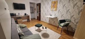 a living room with a couch and a chair at L'Eldorado du Léman in Annemasse