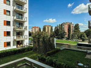 a view from a balcony of a building at Apartament Lux Gdańsk Nowa Motława in Gdańsk
