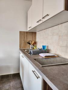 a kitchen with a sink and a counter top at DreamWorksApartments in Karlobag