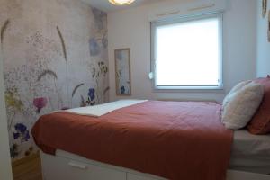 a bedroom with a large bed and a window at Chez Fany - Superbe appartement en résidence avec parking in Metz