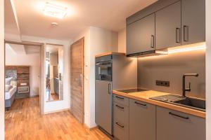 Kuchyň nebo kuchyňský kout v ubytování Hotel Alpensonne